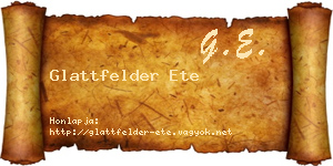 Glattfelder Ete névjegykártya